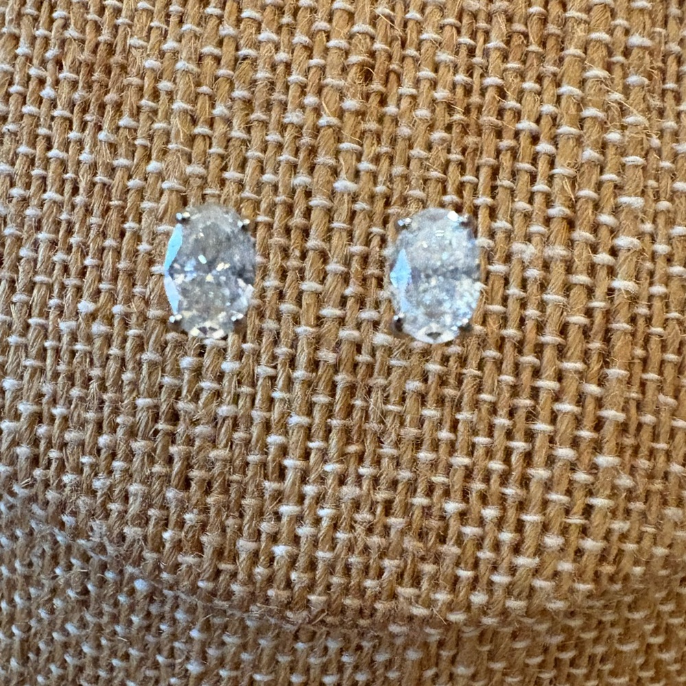 Solid Sterling Silver with 1 Carat Oval Moisannite Studs New with tags